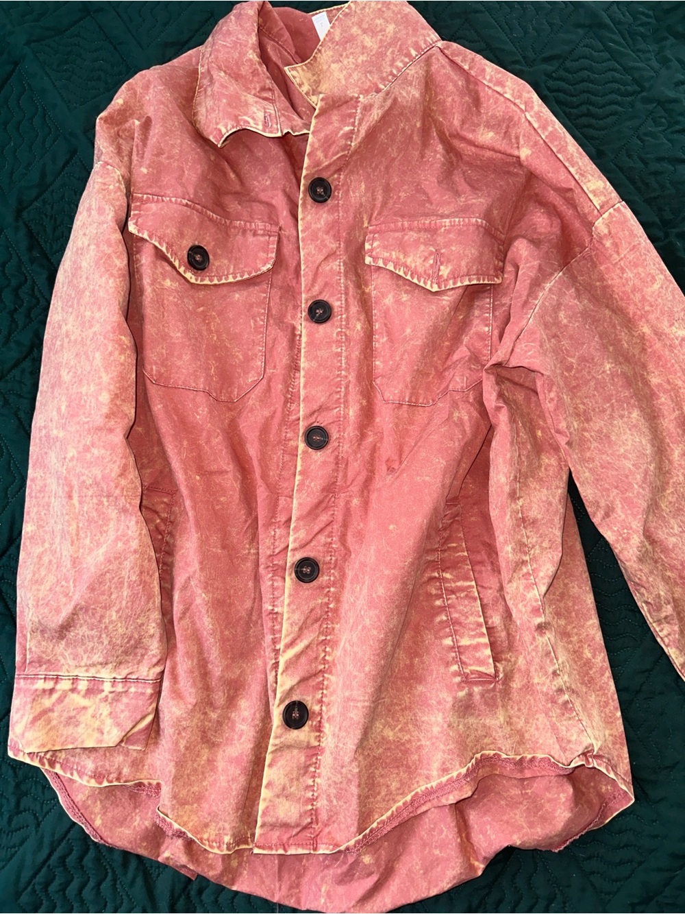 Womens Dusty Rose Button-Front Utility Jacket